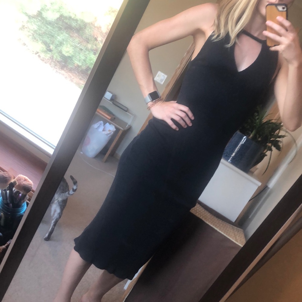 Black open front & back Midi dress